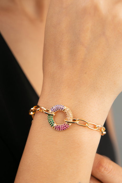 Heliophilia Silver Pulsera de Metal Dorada con Circonita CBL9333 Heliophilia Silver Pulsera de Metal Dorada con Circonita CBL9333